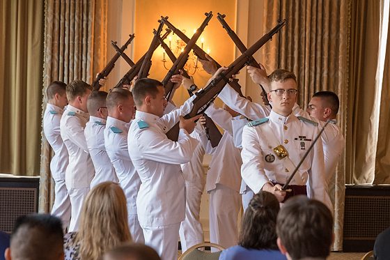 Photographing The Citadel’s Rifle Legion Drill Team in a ballroom.