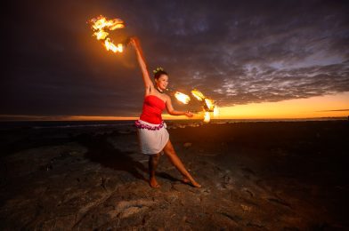 Capturing the Magic: Lighting a Lady Fire Dancer at Sunset in Kona, Hawaii